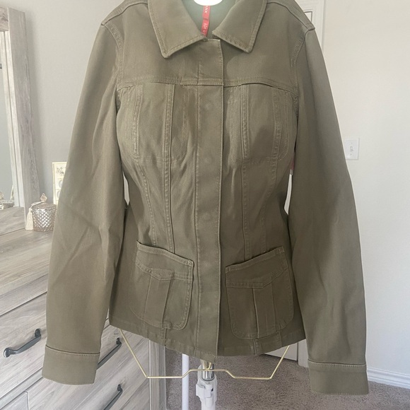 SPANX Khaki Utility Jacket with Front Pockets - Picture 1 of 14